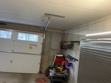 Garage with tools and equipment.