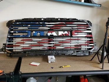detached RAM grill with US flag skin