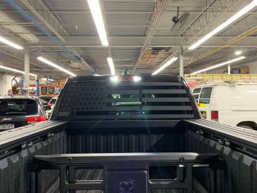 Inside the bed of the pick-up truck