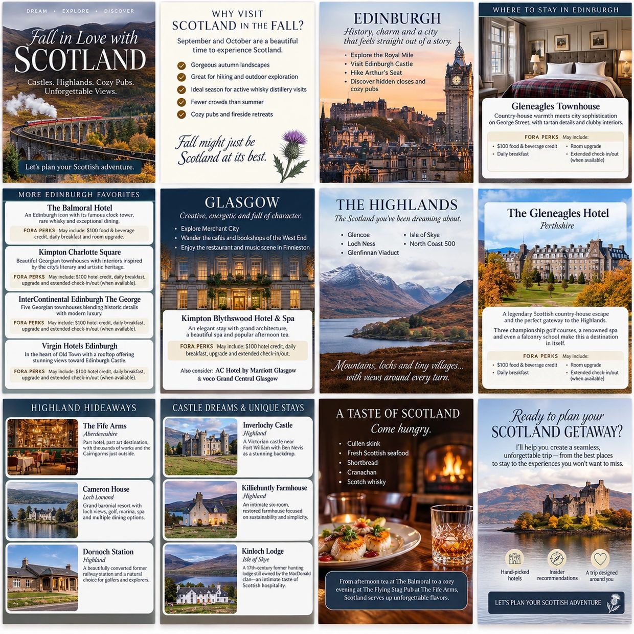 Scotland is calling this fall! Come experience the breathtaking views, cozy towns, historic castles,