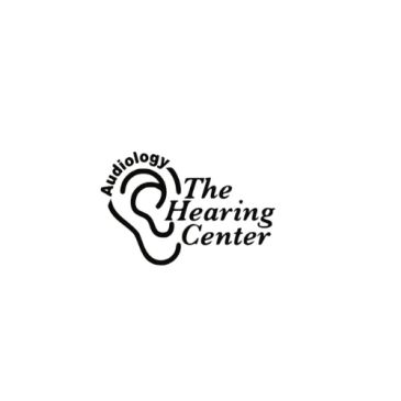 Logo of The Hearing Center featuring an ear and the word Audiology.