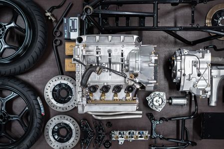 Vapour blasted and Powder-coated BMW K100 motorcycle parts