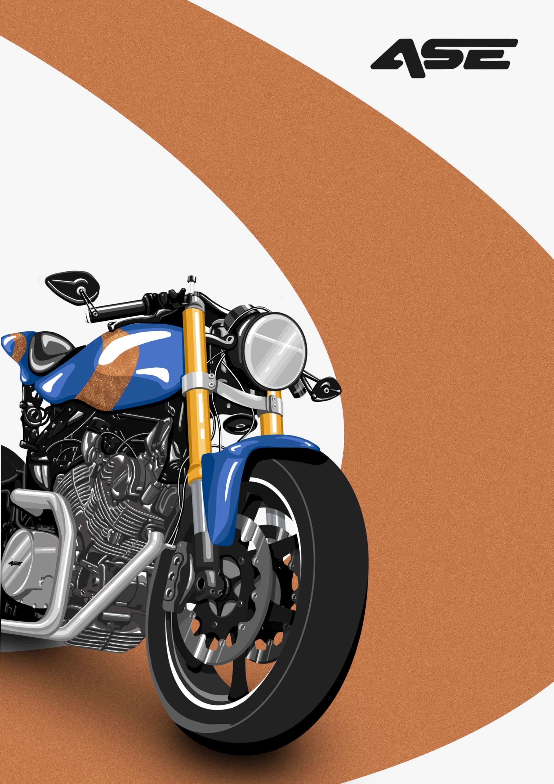 -ALPHA- Yamaha XV920 based café racer motorcycle pop-art hand-drawn digital artwork