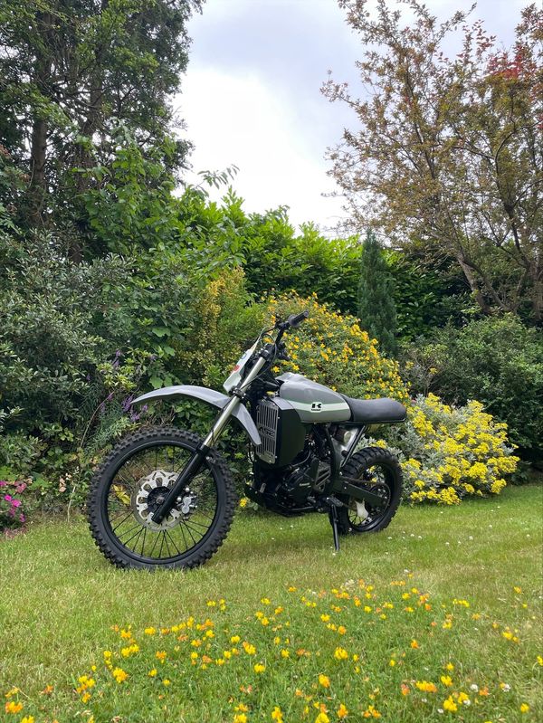 2001 Kawasaki KLR 650 donor bike transformed into a retro-inspired Scrambler