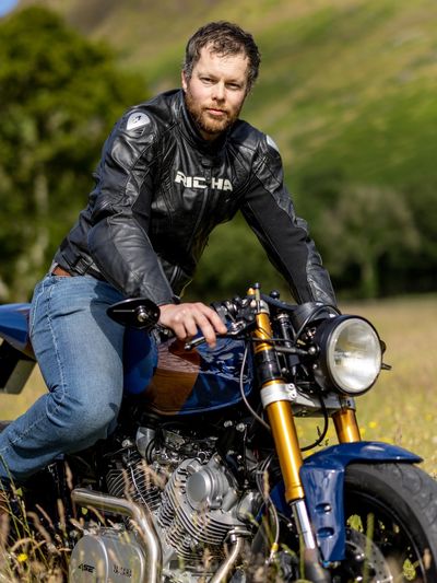 Andy from ASE Custom motorcycles pictured on bespoke Yamaha X920
