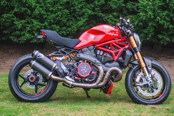 2019 Ducati Monster 1200S with bespoke rear subframe and quilted Alcantara quilted single seat