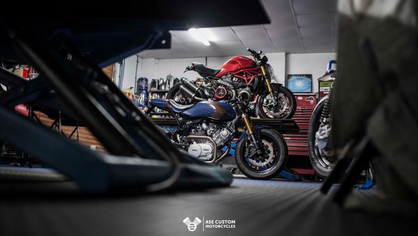 Ducati Monster 1200S Custom and "Alpha" Yamaha Virago XV920 based cafe racer built by ASE Customs