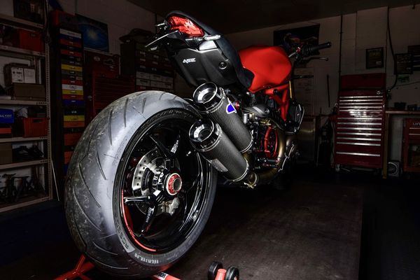 2019 Ducati Monster 1200S with CNC racing aftermarket accessories and bespoke rear subframe and seat