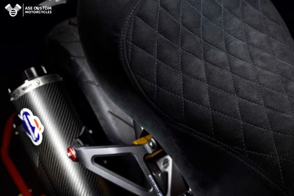 Bespoke Alcantara diamond quilted stitch single seat for Ducati Monster 1200S