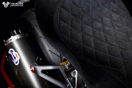 Ducati Monster 1200S Custom with bespoke quilted Alcantara diamond stitching