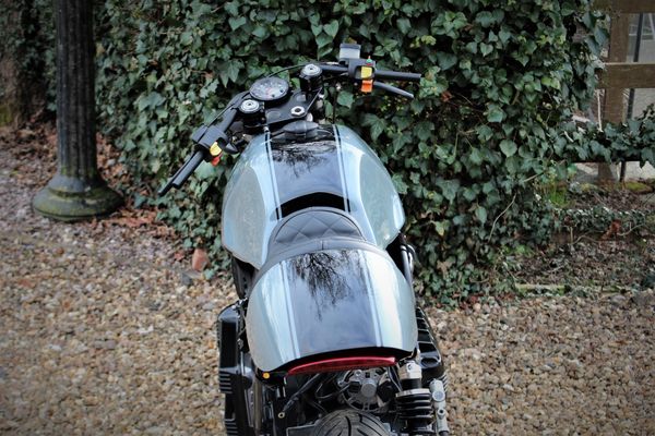 BMW K100 Cafe racer build. Grey with black stripe built by ASE Custom Motorcycles