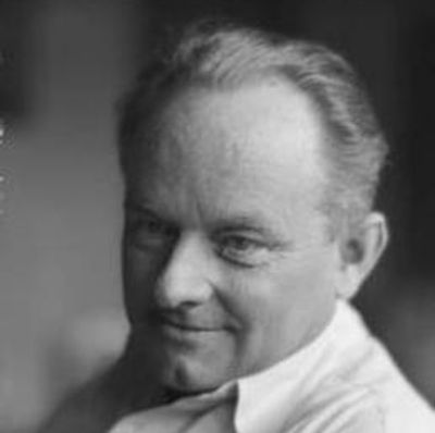 Black and white portrait of a Science of Mind founder Ernest Holmes.