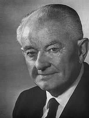 Black and white portrait of an Ernest Holmes