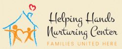 Logo of Helping Hands Nurturing Center with a house and two figures forming a heart.