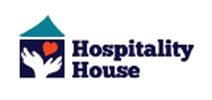 Logo of Hospitality House with hands holding a heart under a roof.