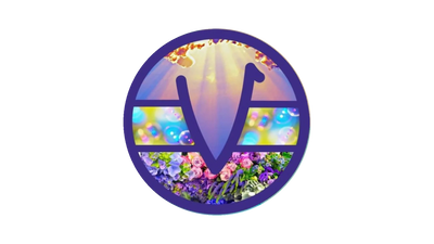 Circular emblem featuring a stylized 'V' with sky and floral backgrounds. The symbol of Science of Mind