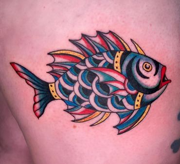 American traditional color fish tattoo