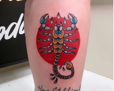 American traditional color scorpion tattoo