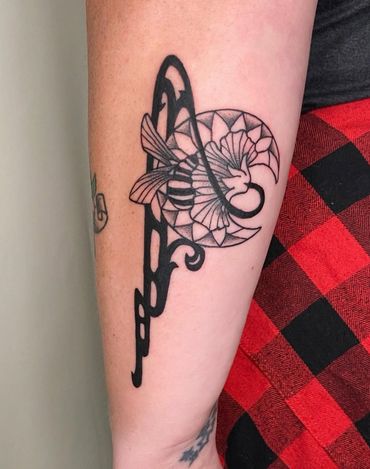 art deco aesthetic blackwork tattoo