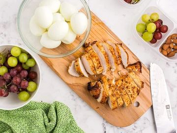 protein box chicken hard boiled eggs nuts fresh fruit