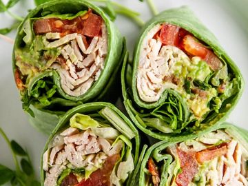 turkey tomatoes lettuce spinach wrap