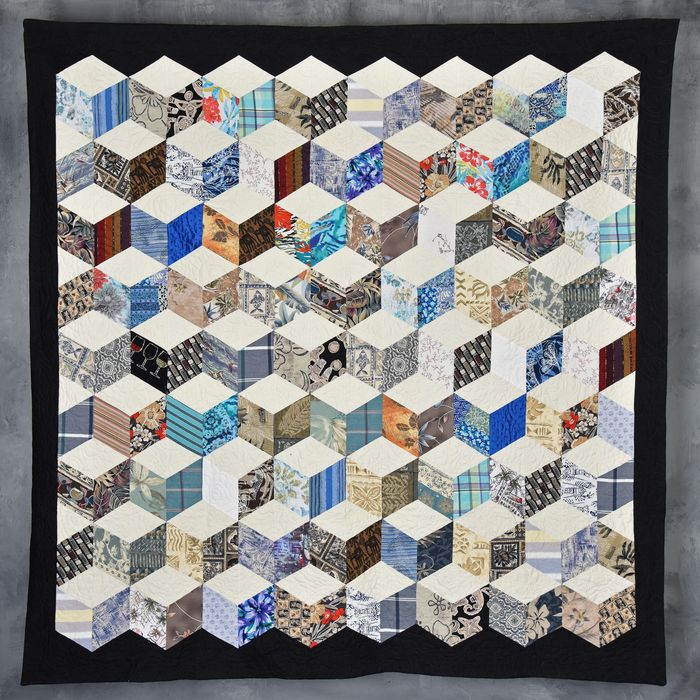 The Modern Memory Quilt; Custom; Rhombus Cube Pattern