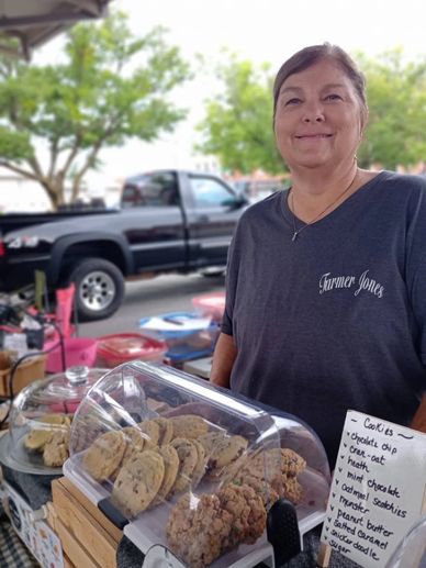 Farmer Debi Jones produces breads, cookies, cinnamon rolls, spices, jams and more Leavenworth market