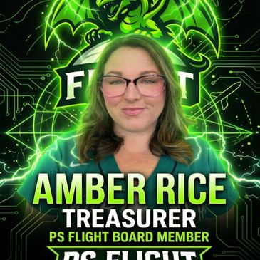 Portrait of Amber Rice with digital green neon design background and text overlay.