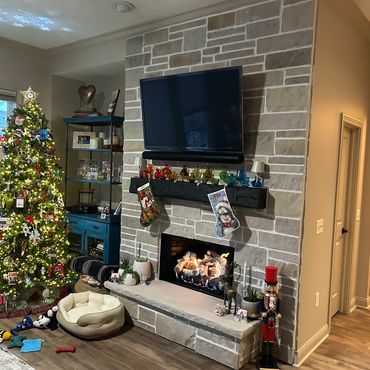 New Stone Veneer and Ventless Gas Fireplace