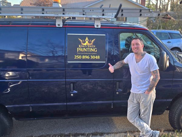Kings Touch Painting owner beside company van serving homeowners in Victoria BC