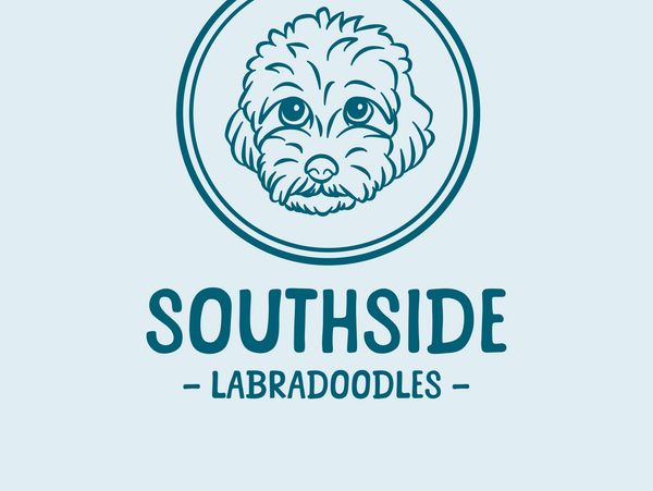 Logo of Southside Labradoodles with a dog's face inside a circle.