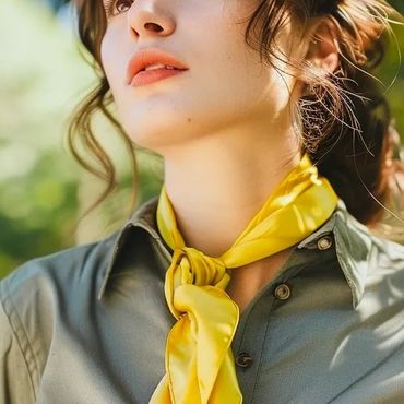 Our luxurious 100% Mulberry Silk scarf , size 50*cm x 50*cm
It can be worn in many ways!