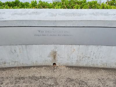 Memorial plaque with a reflective quote from Ensign Paul H. Backus of USS Oklahoma.