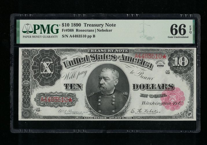 Gem note with broad margins and top-tier eye appeal. “Tombstone” Sheridan type offered at $19,995.