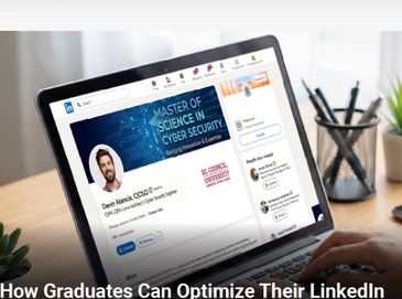 LinkedIn profile showcasing a Master of Science in Cyber Security degree.