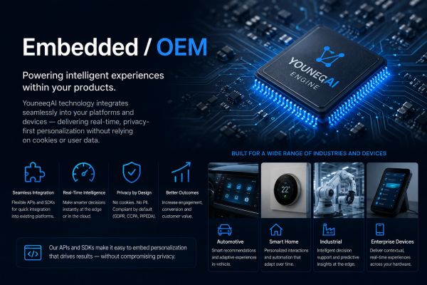 Embedded OEM with YouneeqAI powering intelligent personalized experiences.