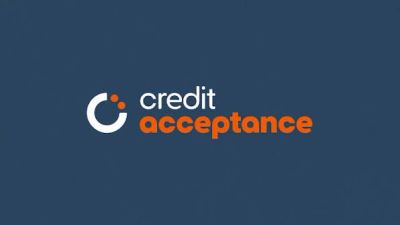 Credit Acceptance logo on blue background.