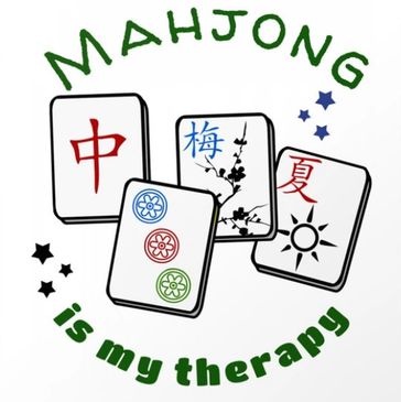 Mahjong tiles with the phrase 'Mahjong is my therapy'.