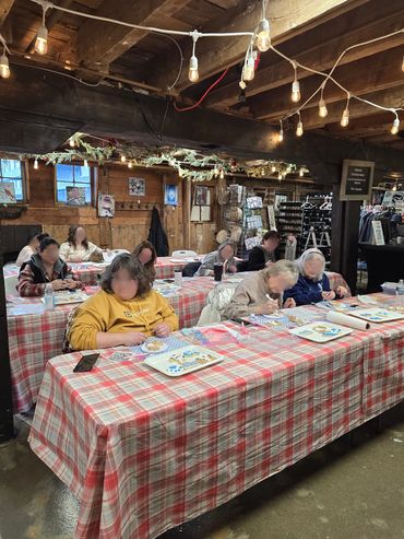 group of students at tables