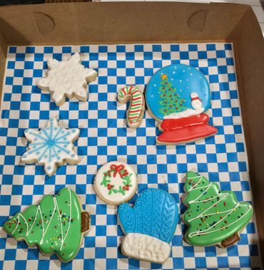 Finished cookies in a box