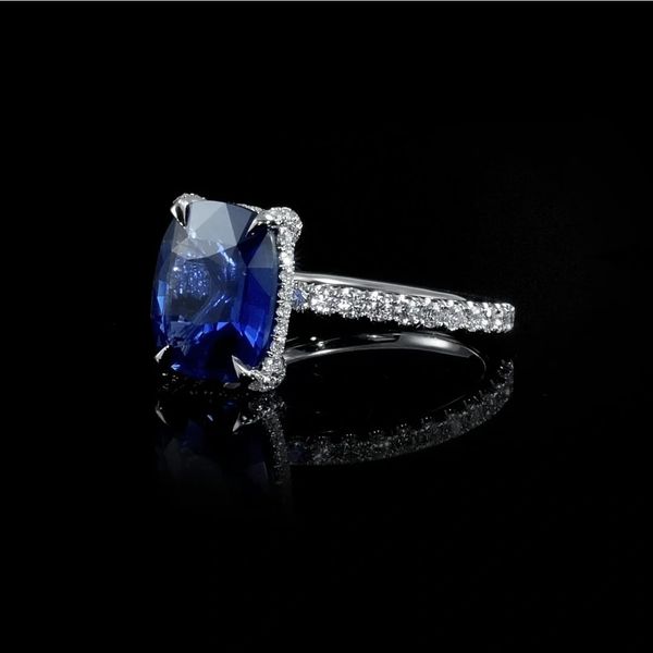 Hidden Halo Blue Saphire Engagement Ring