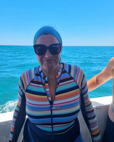 A lady at Scuba diving