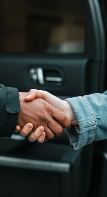 Close-up of a handshake between two people of different skin tones.