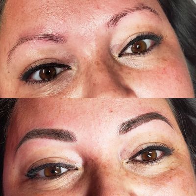 Before and after combo brows