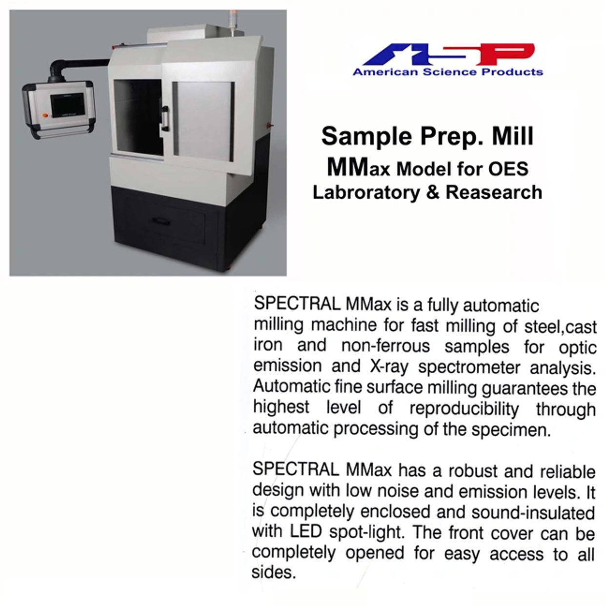 Automatic milling machine for steel and non-ferrous samples in labs.