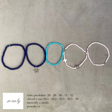 Náramky - minerály a perly.