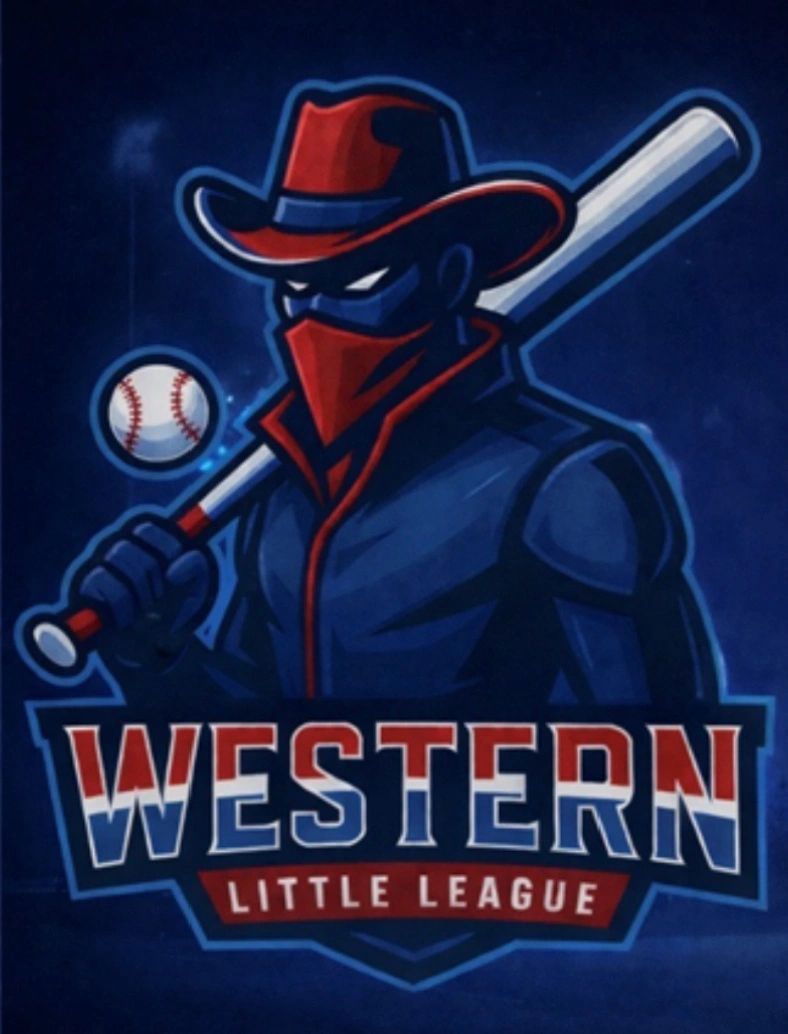 Western Little League logo featuring a masked baseball player with a bat.