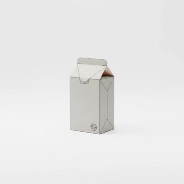 Minimalist white carton box with outlined edges on a plain background.