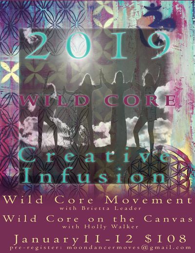 2019 Wild Core Creative Infusion event poster with silhouettes of dancers.