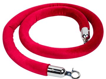 78 Inch Burgundy Velvet Rope Barrier with Chrome Hooks